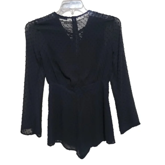 Boohoo Womens Black Mesh Lace Up Romper Size 4 - Picture 5 of 8